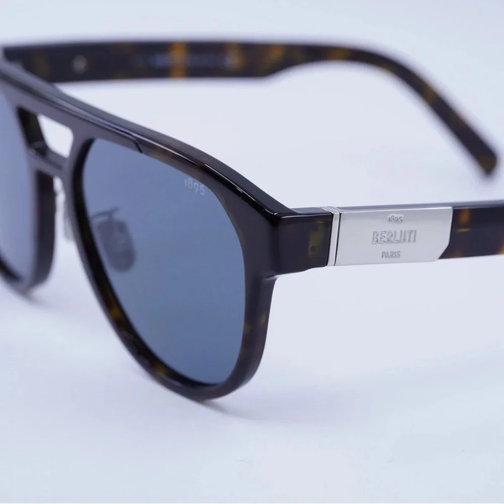 New! Berluti BL40002U 52V Sunglasses with Blue Lenses, Authentic